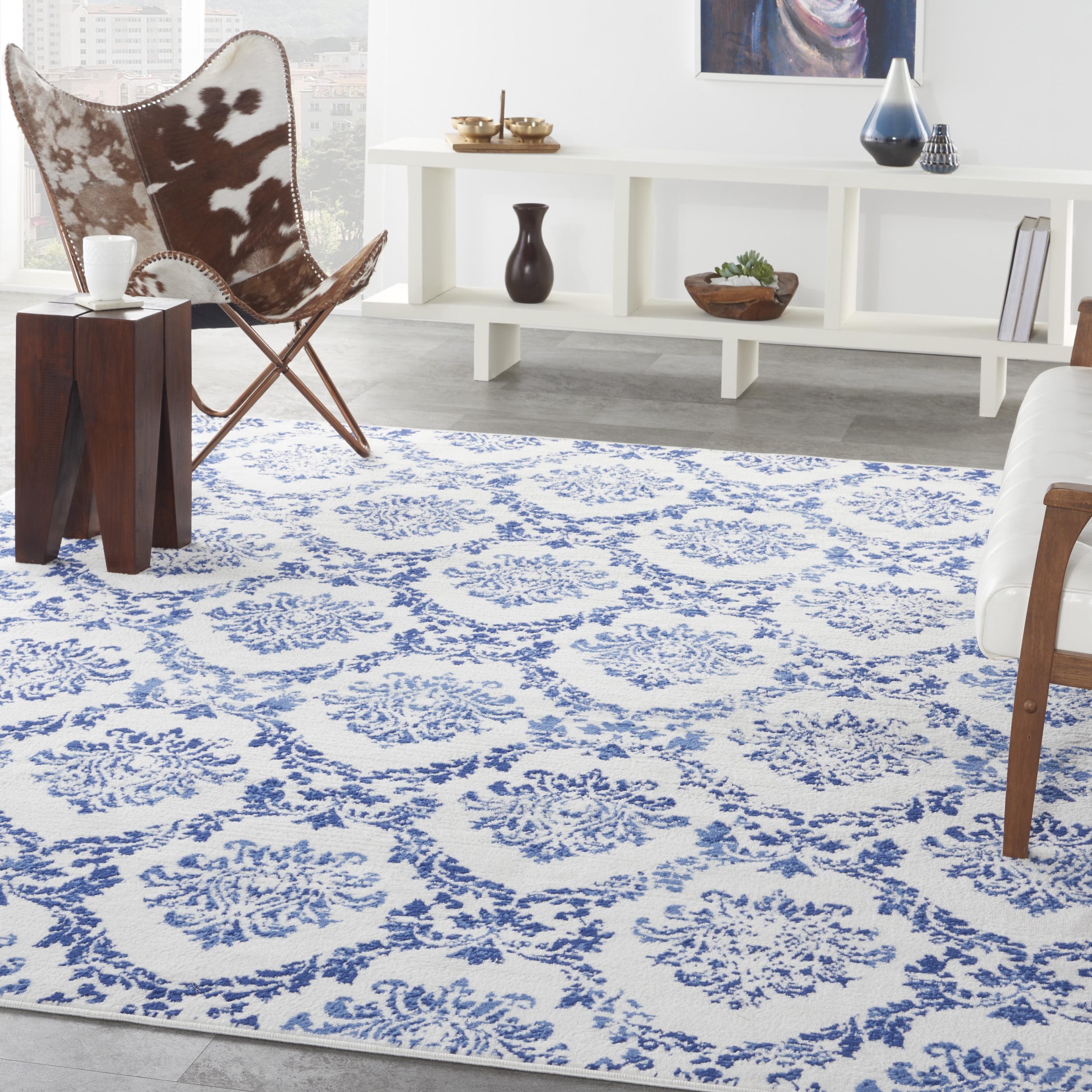 Ivory Floral Essence 8' x 10' Reversible Synthetic Rug