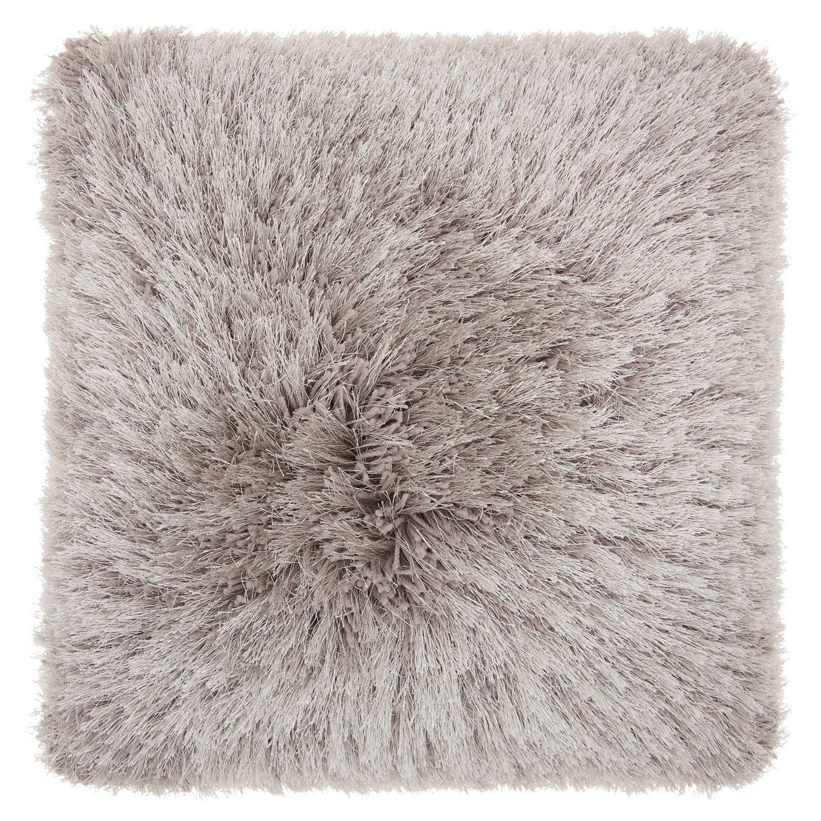 Nourison Yarn Shimmer Shag Decorative Throw Pillow, 20" x 20", Light Grey
