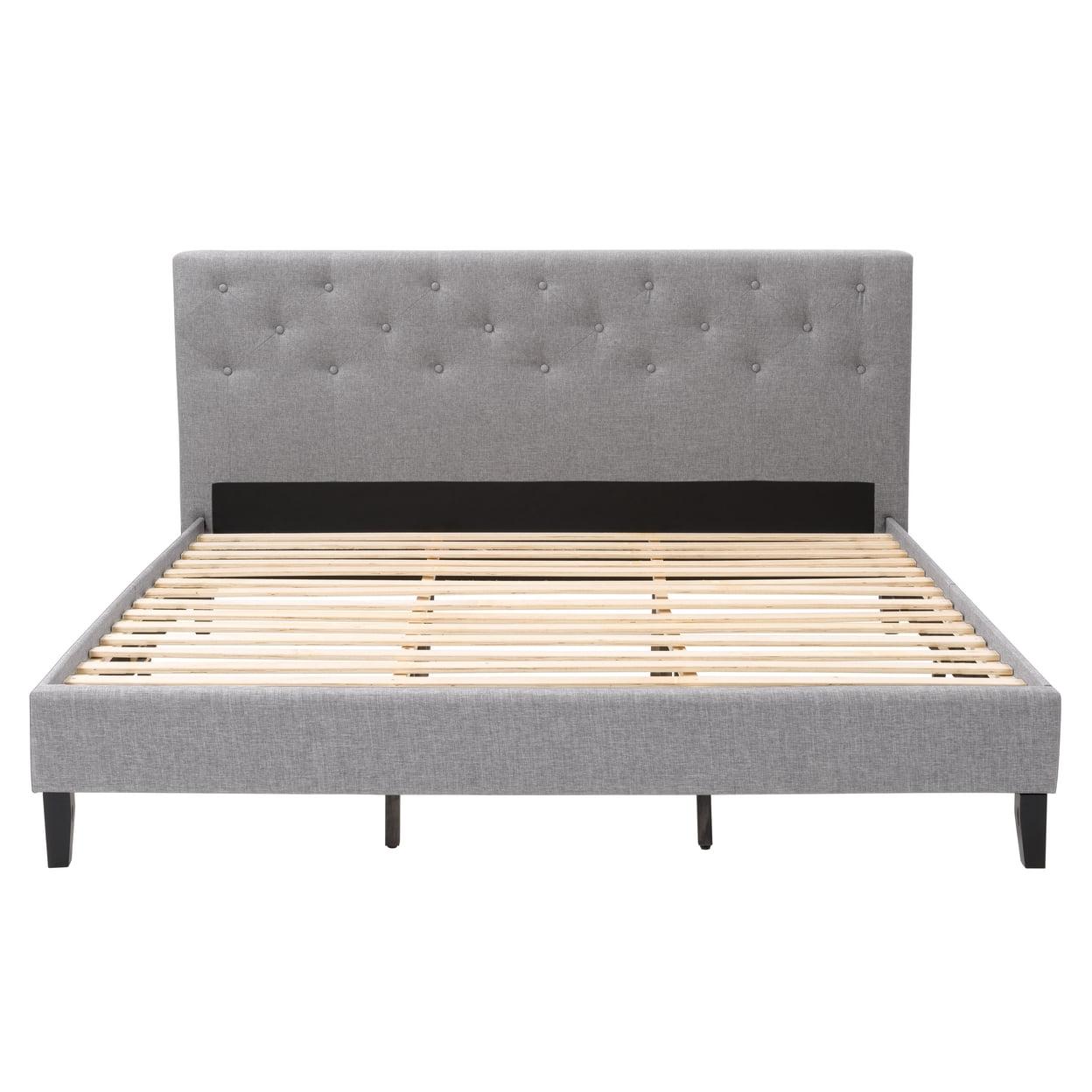 Nova Ridge King-Sized Light Gray Tufted Upholstered Platform Bed