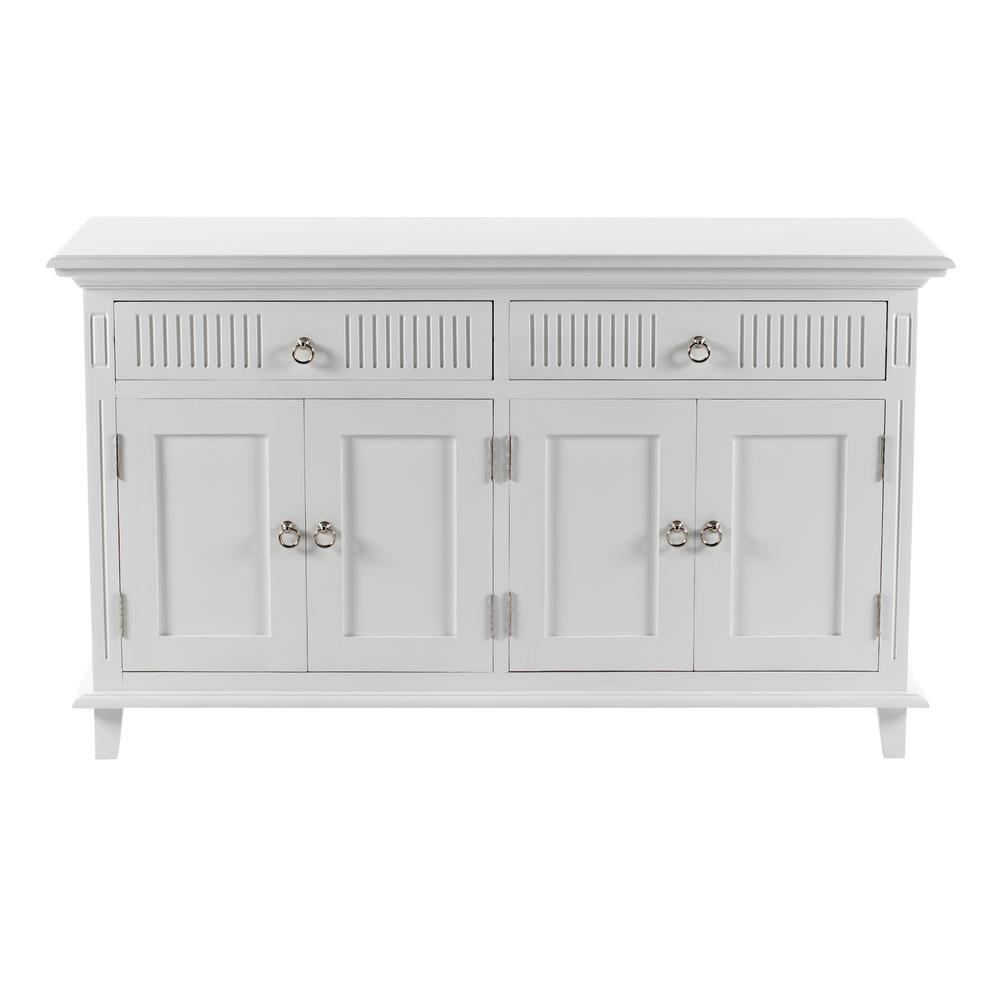 Classic White Mahogany 4-Door Buffet Table