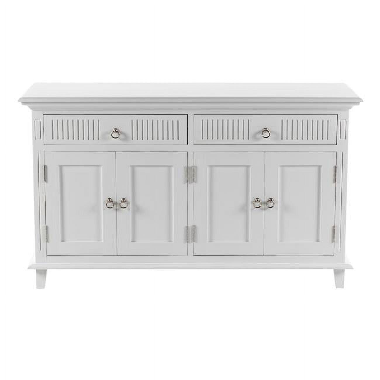 Classic White Mahogany 4-Door Buffet Table