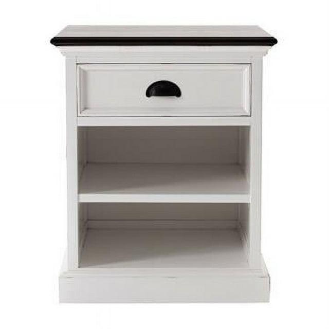 NovaSolo Halifax Accent Mahogany Wood Bedside Table with Shelves in Deep Brown