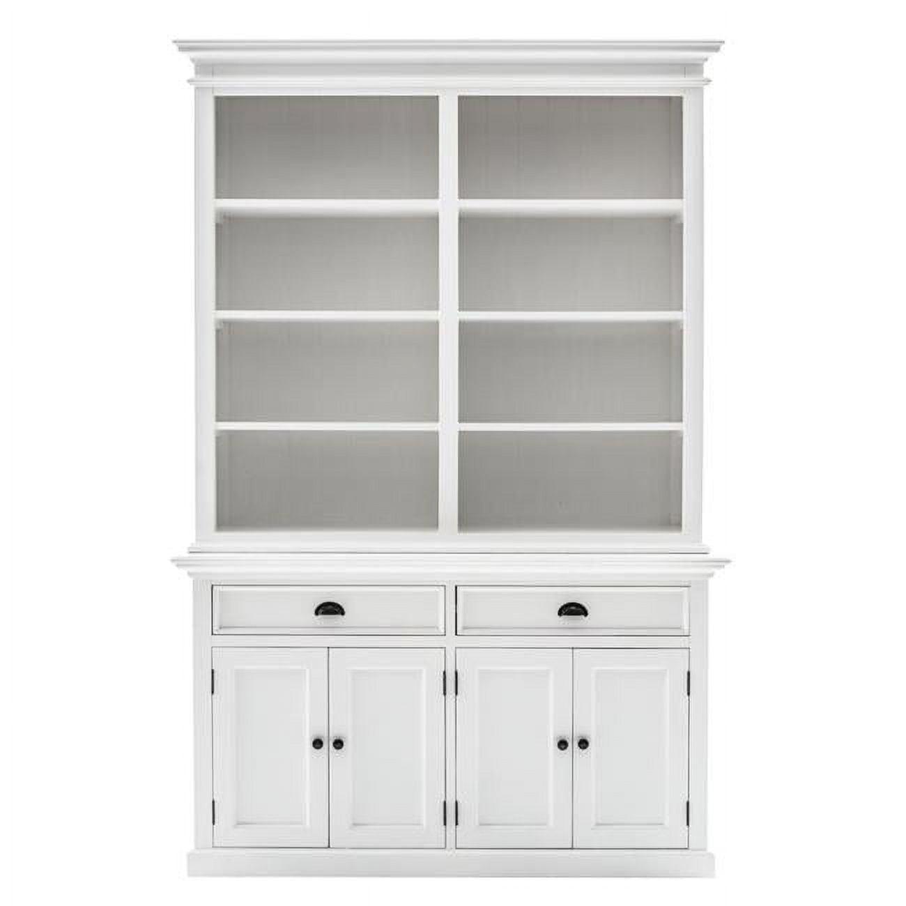 Classic White Mahogany China Cabinet with 8 Shelves