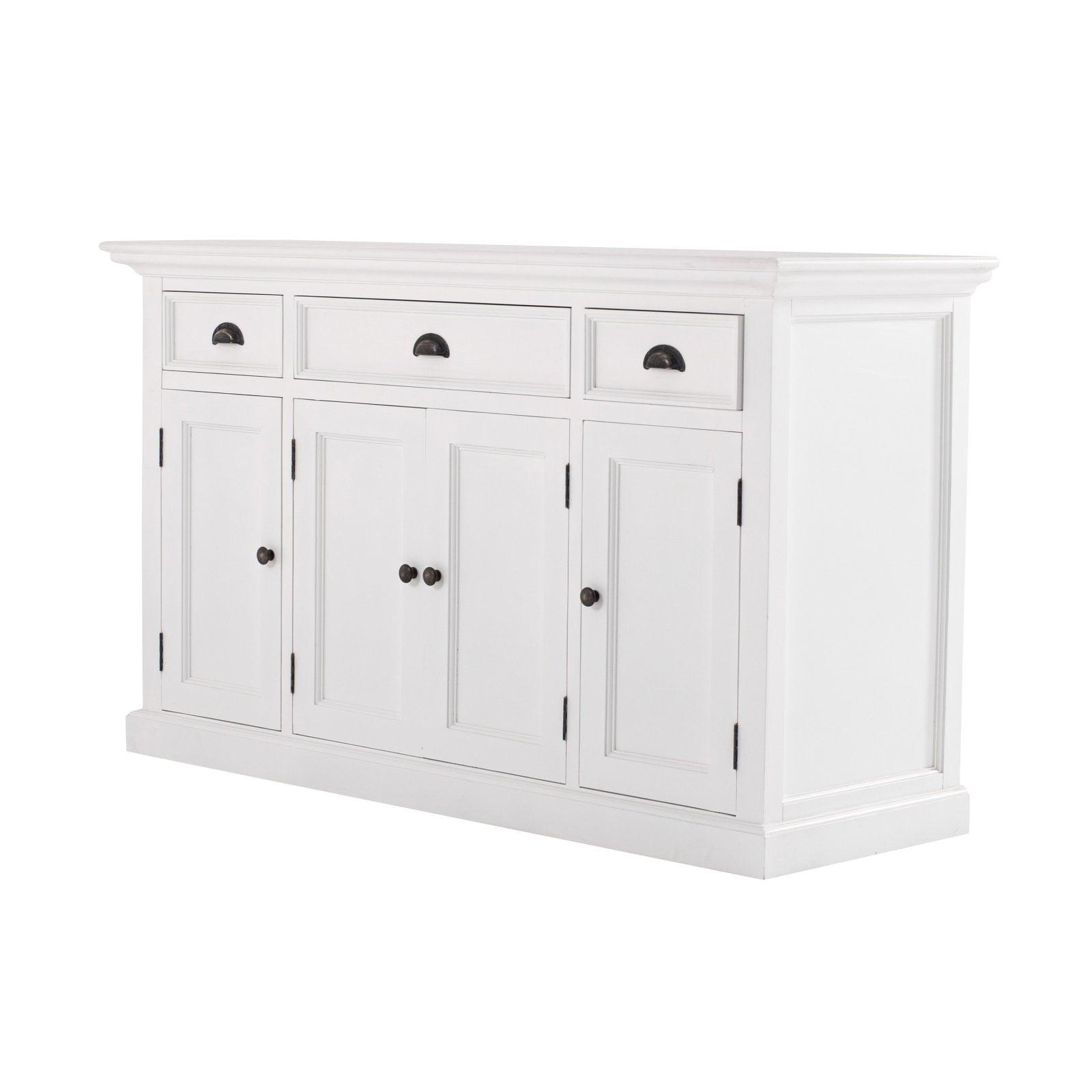 Classic White Halifax Mahogany Buffet with 4 Doors and 3 Drawers