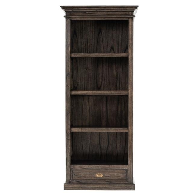 NovaSolo Halifax Mindi Wood Bookcase with 4-Shelves and 1-Drawer in Black Wash