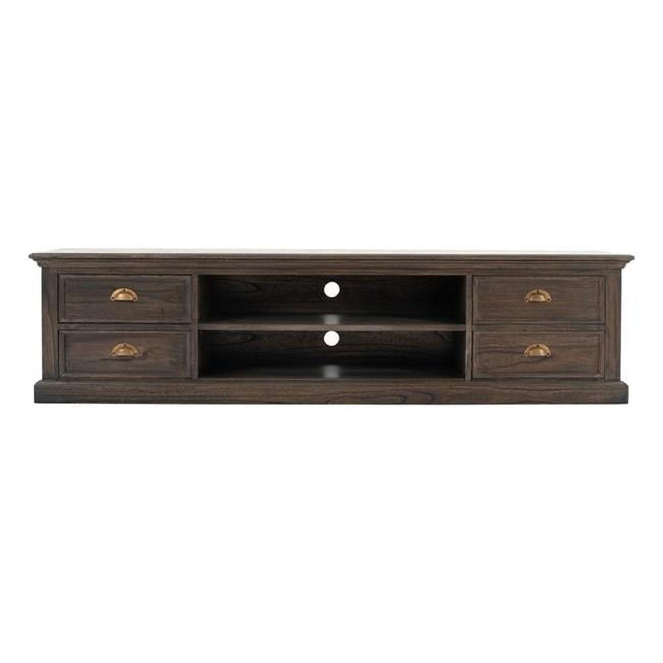 Halifax Mindi Black Wash Rustic Low Profile TV Stand with Cabinet