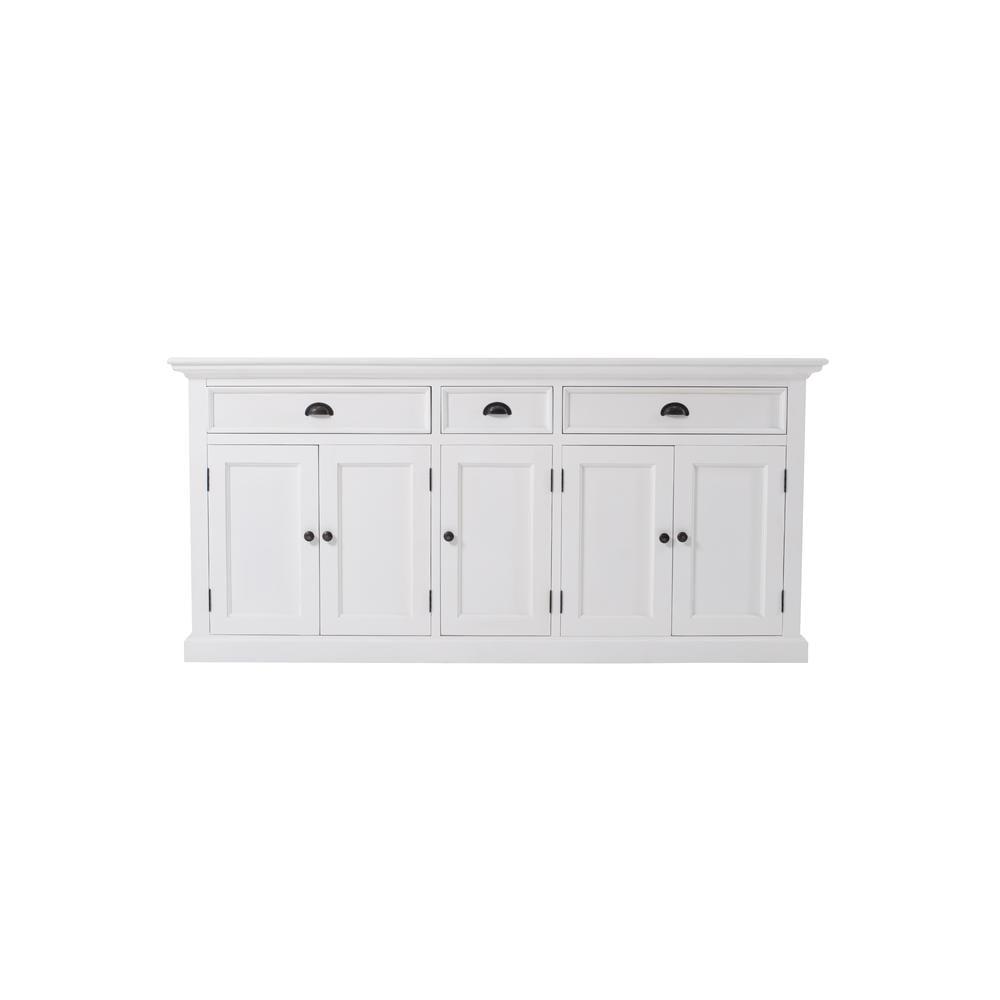 Halifax Classic White 70'' Mahogany Wood Buffet with Brass Accents