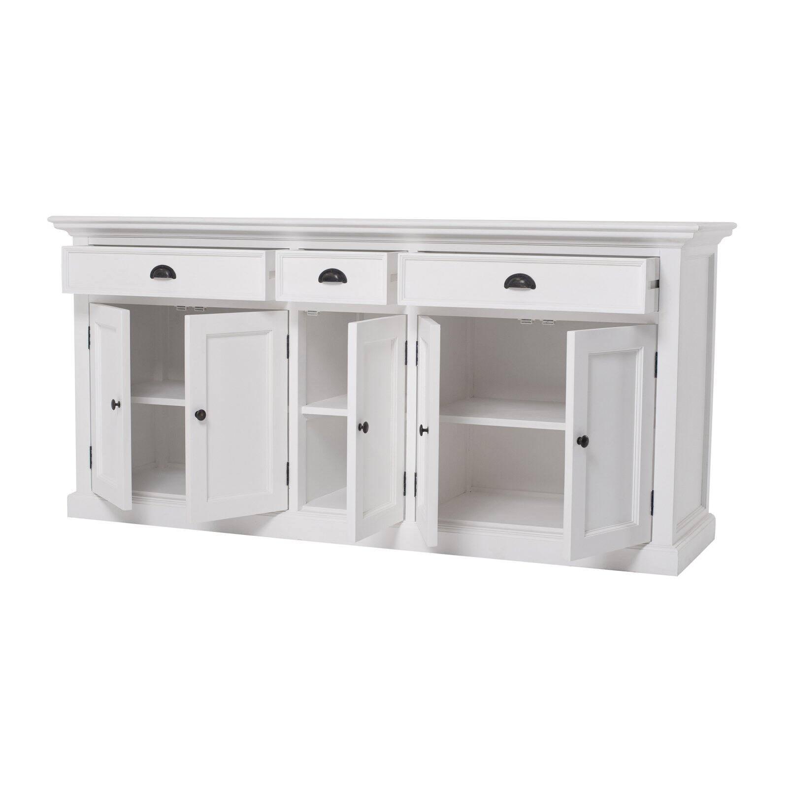 Halifax Classic White 70'' Mahogany Wood Buffet with Brass Accents