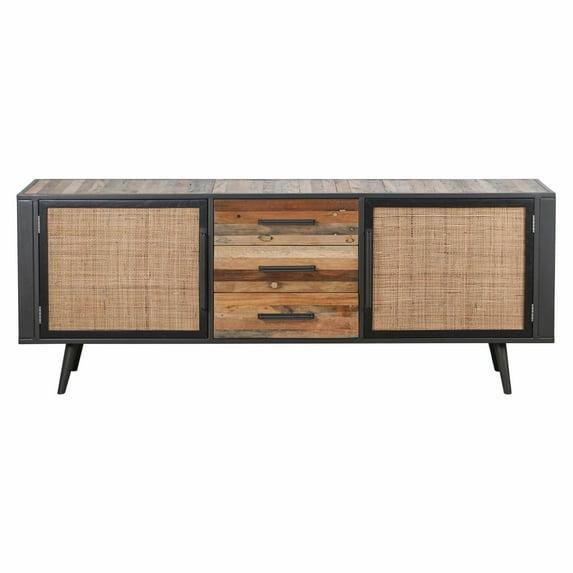 NovaSolo Nordic Smooth Boat Wood & Iron Buffet 2 Doors 3 Drawers in Natural