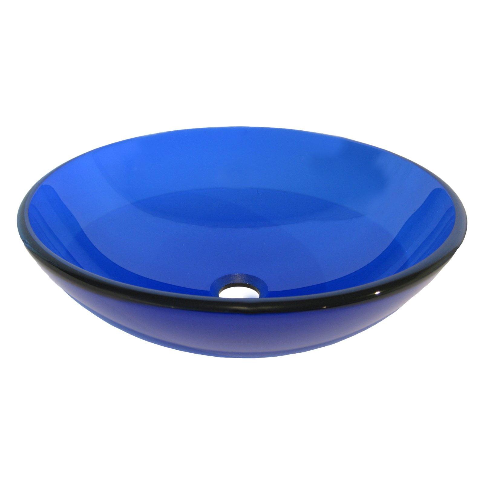 Novatto 16.5'' Blue Glass Circular Bathroom Sink