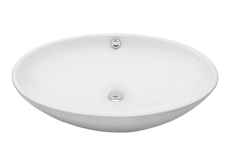 Bianco White Ceramic Oval Vessel Sink with Overflow