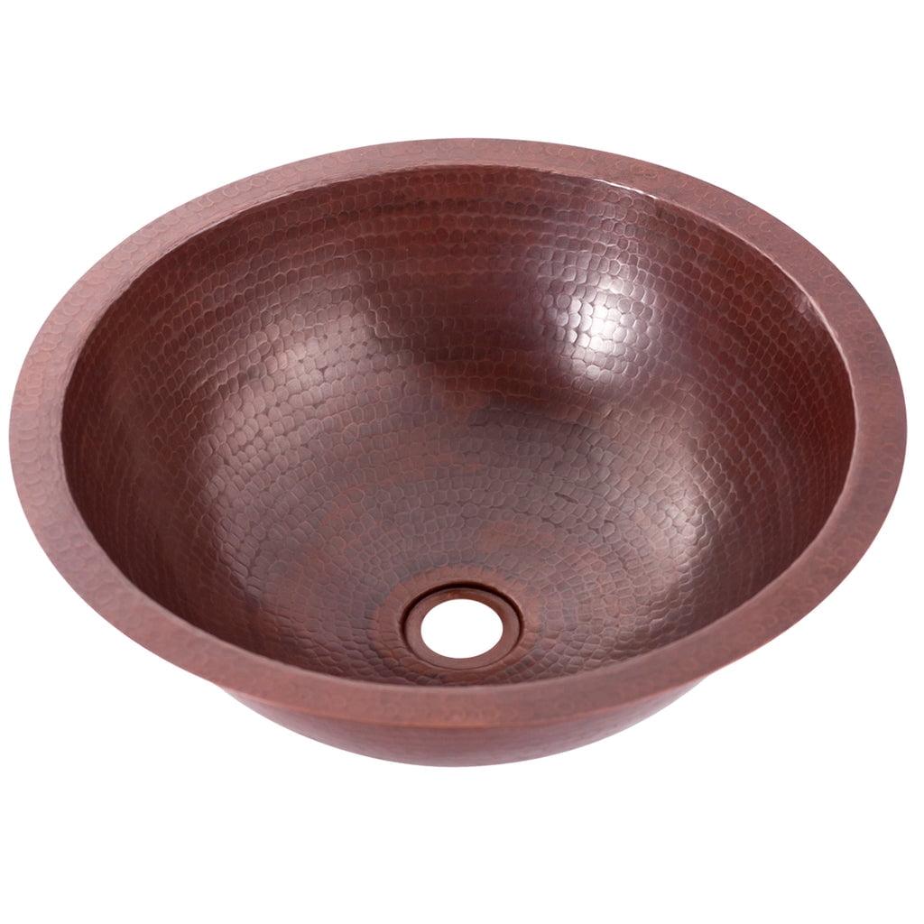 Novatto TCU-001AN Novatto 17'' Antique Hammered Copper Copper Circular Drop-in, Dual Mount, Undermount Bathroom Sink