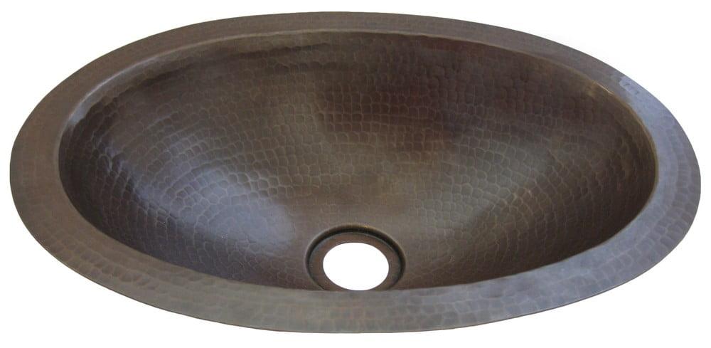 Novatto Quito 11'' Hammered Copper Copper Oval Drop-in, Dual Mount, Undermount Bathroom Sink