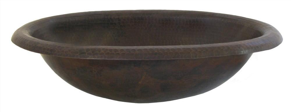 Novatto 11'' Antique Hammered Copper Copper Oval Bathroom Sink