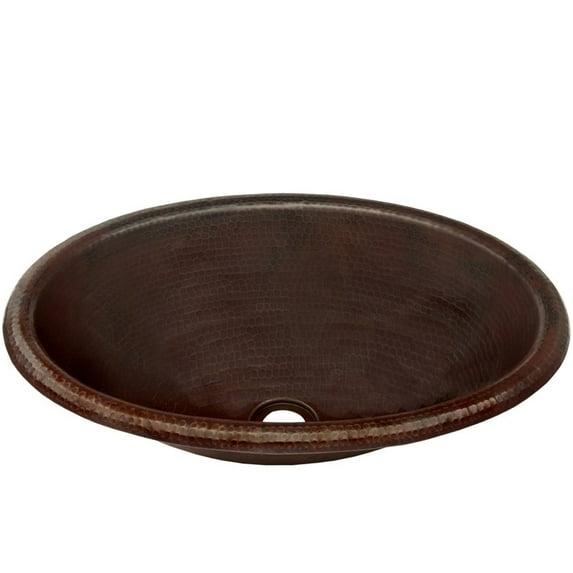 Novatto 11'' Antique Hammered Copper Copper Oval Bathroom Sink
