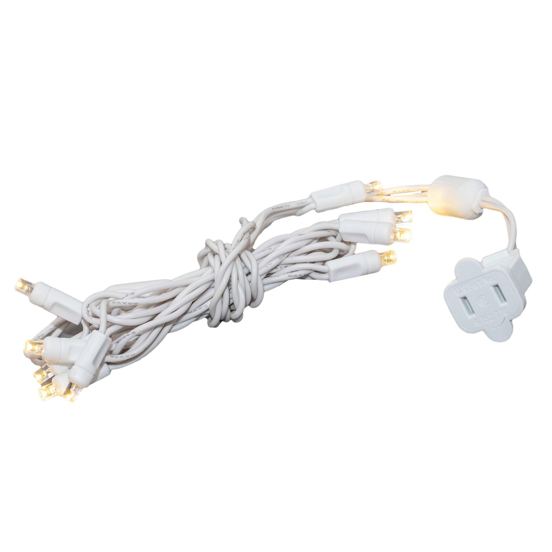 Novelty Lights 10 Light Warm White LED Christmas Craft Mini Light Set Connectable (White Wire, 5 Feet)