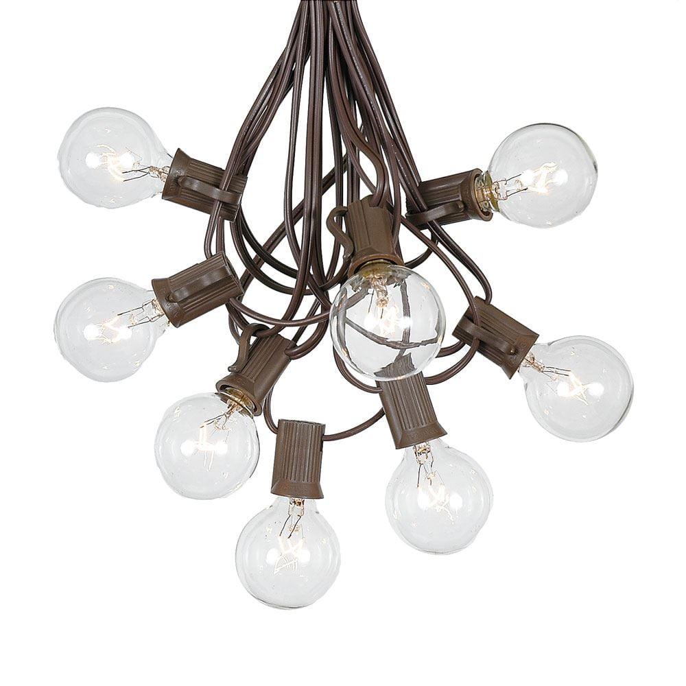 Novelty Lights 100 Feet Clear G40 Globe Outdoor Patio String Lights, Brown Wire
