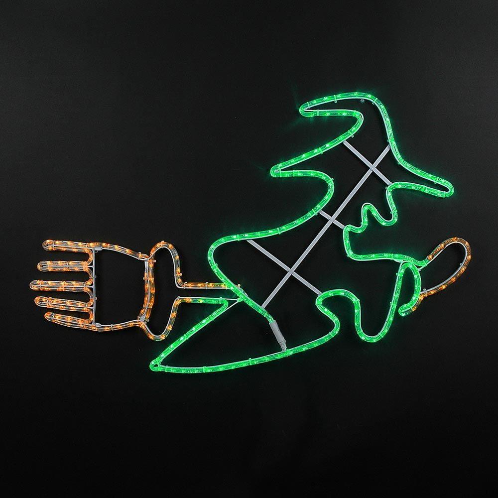 Novelty Lights 40" Green and Orange Halloween Witch LED Rope Light Motif