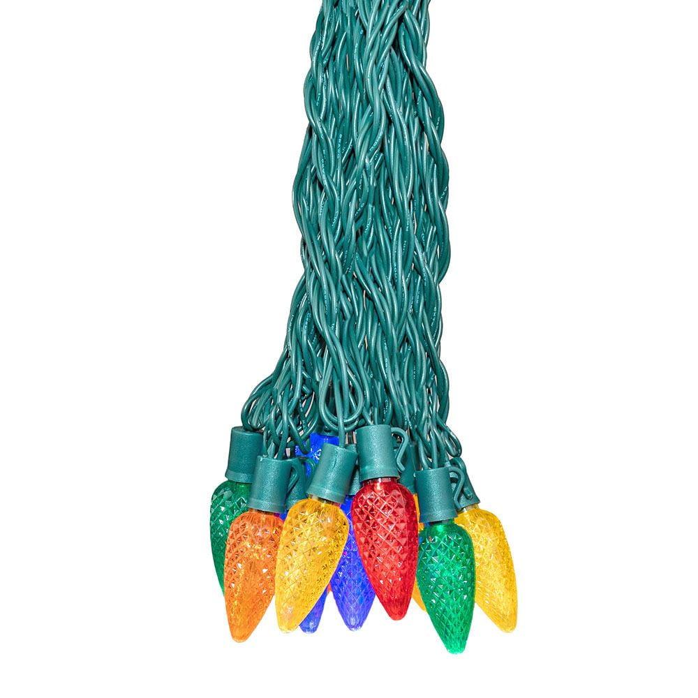 Novelty Lights LED Multi C9 Faceted Green Wire (25 Bulbs, 120 V)