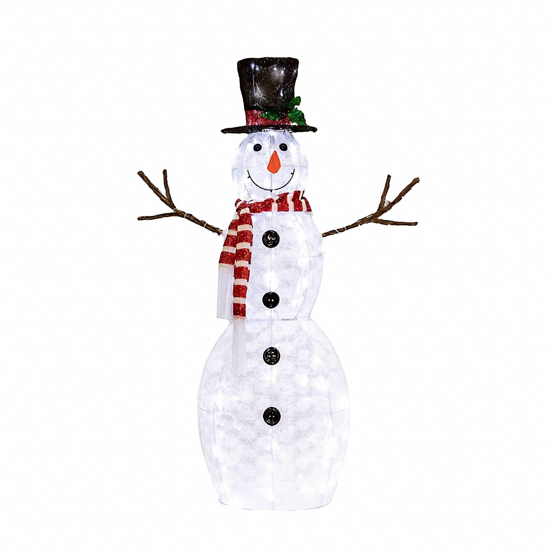 Novelty Lights LED Pre-Lit Snowman with Top Hat Christmas Yard Art Decoration, Pure White, 120 Light, 48" Tall