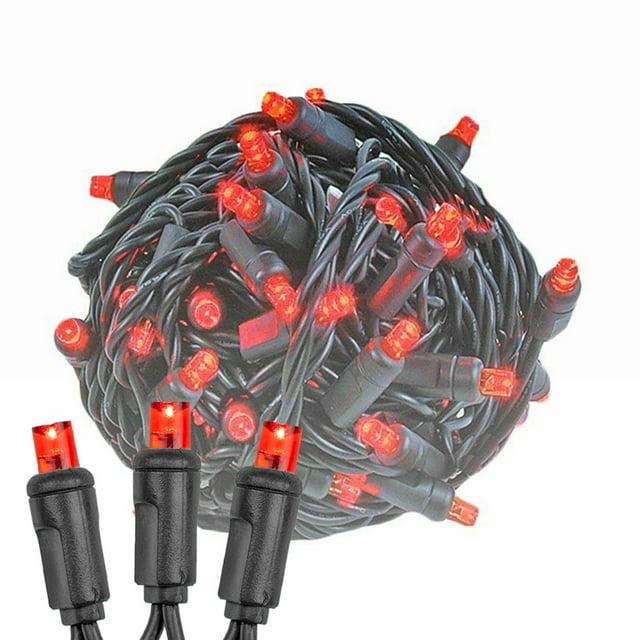 Novelty Lights Red 100 LED Christmas Mini Light Set (Black Wire, 34 Feet)