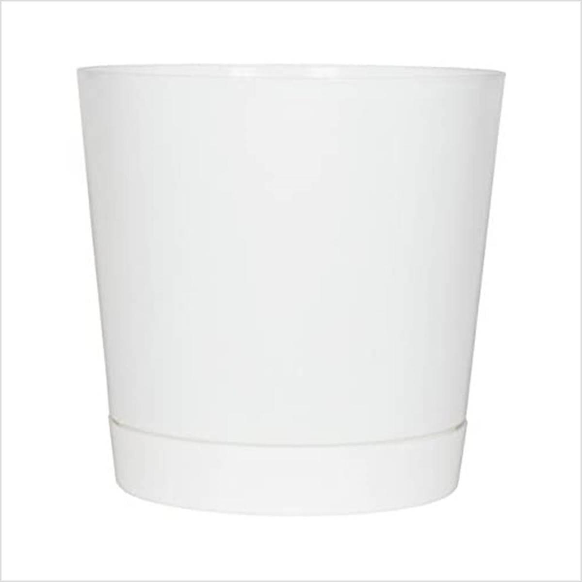 White 10-Inch Round Plastic Cylinder Planter