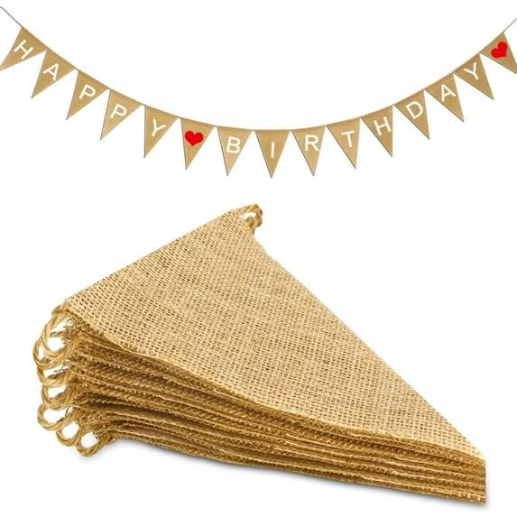 Novelty Place 13 Feet Burlap Pennant Banner - 15 Triangle Bunting Flags (5x7 Inches) - DIY Hand Painted Home Decorations for Holiday, Birthday, Wedding, Graduation and Party