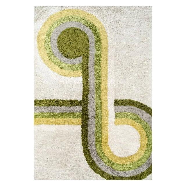 Bullseye Geometric Handmade Tufted Green Area Rug