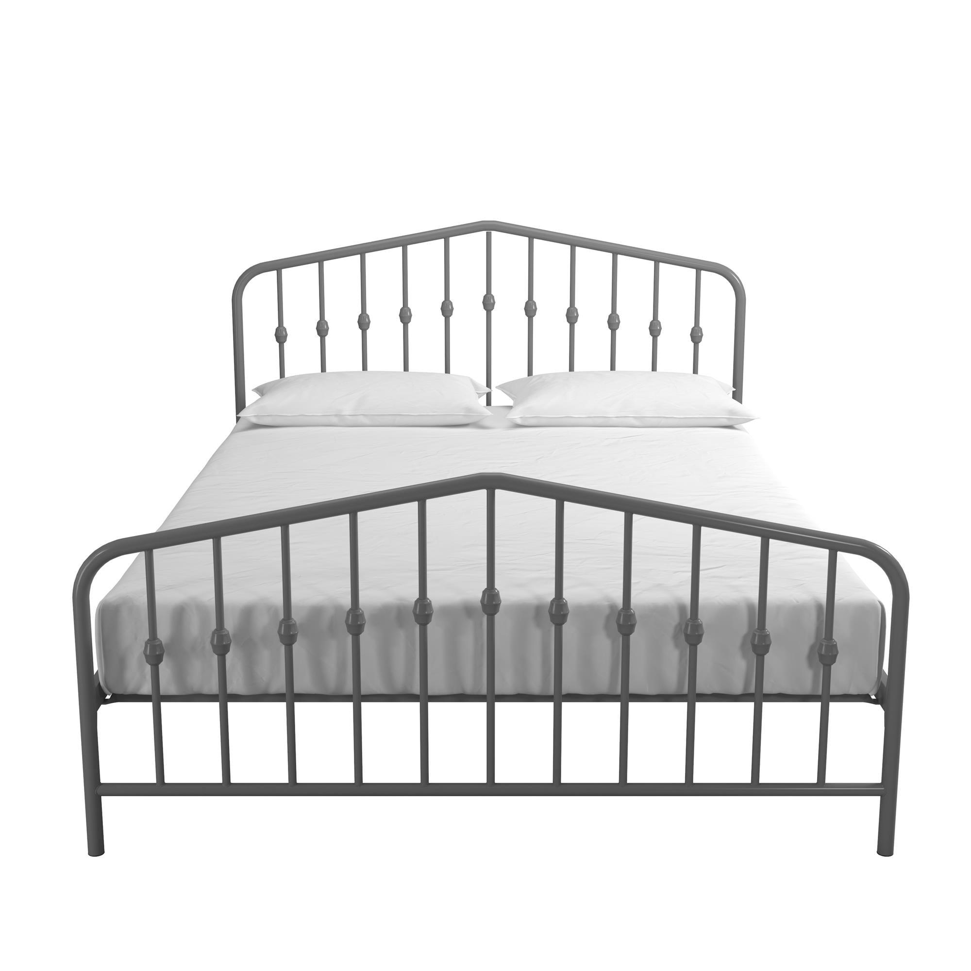 Bushwick 60'' Gunmetal Gray Full Metal Bed with Upholstered Headboard