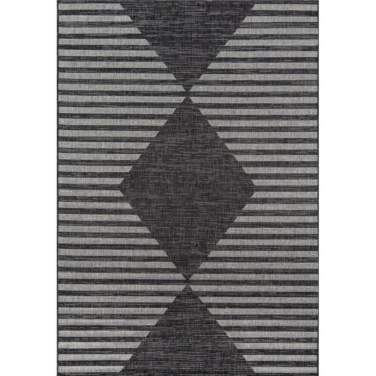 Charcoal Geometric 4' x 6' Synthetic Easy-Care Area Rug