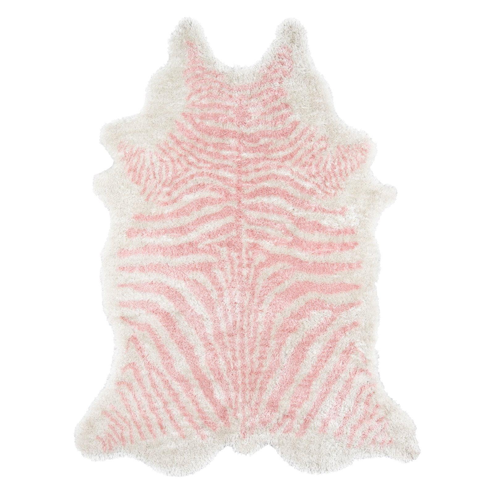 Plush Pink Zebra Stripe Hand-Tufted Area Rug, 3'6" x 5'6"
