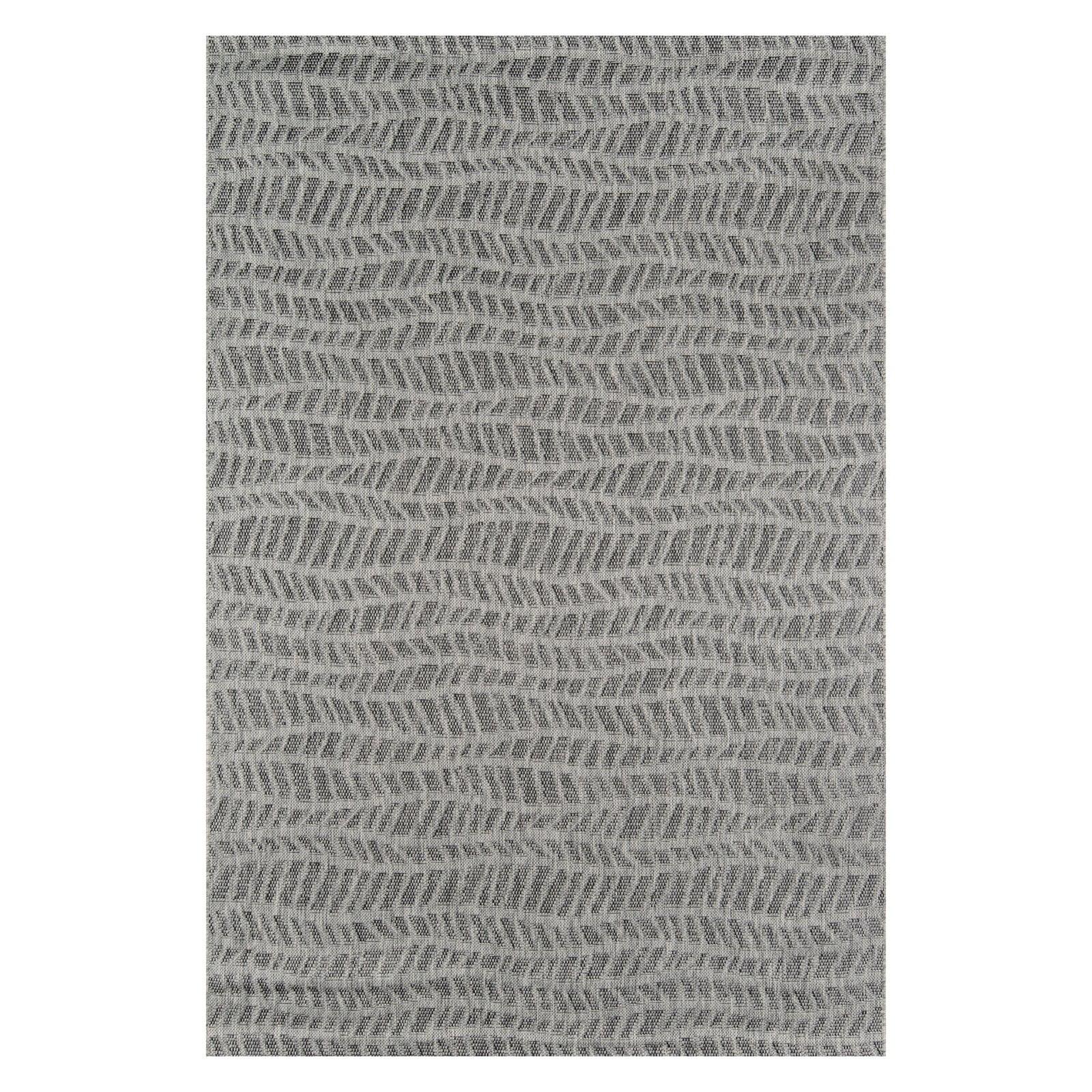 Geometric Charcoal Gray Easy-Care Polypropylene Area Rug
