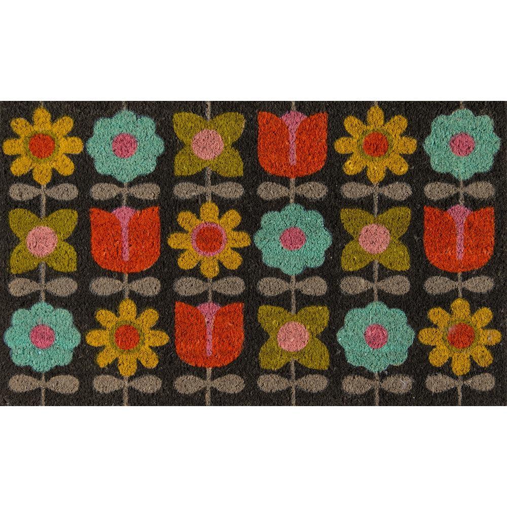1'6"x2'6" Flower Child Woven Door Mat - Novogratz By Momeni: Bohemian Floral Coir for Indoor/Outdoor Use