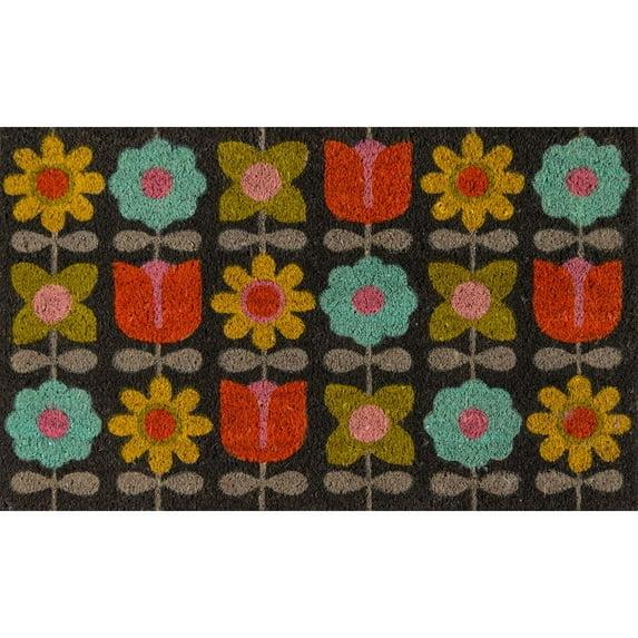1'6"x2'6" Flower Child Woven Door Mat - Novogratz By Momeni: Bohemian Floral Coir for Indoor/Outdoor Use