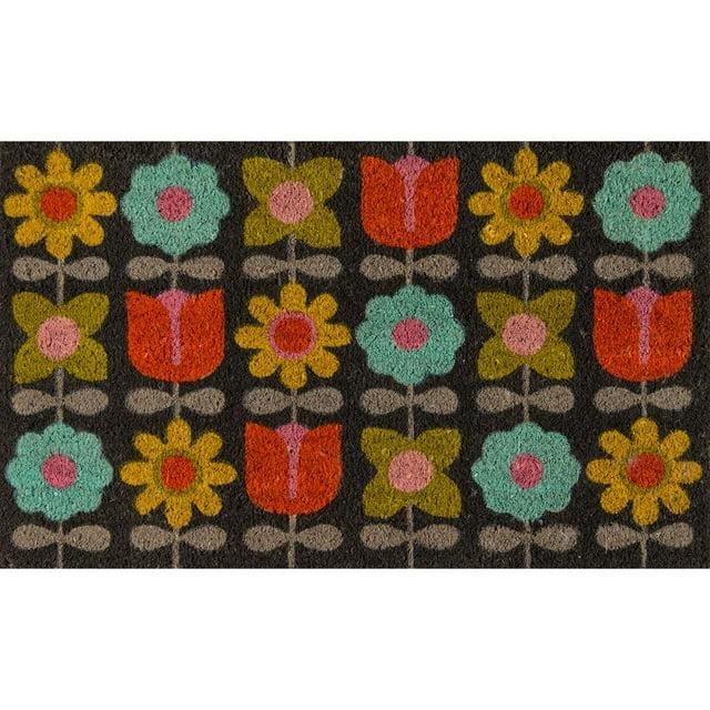 1'6"x2'6" Flower Child Woven Door Mat - Novogratz By Momeni: Bohemian Floral Coir for Indoor/Outdoor Use