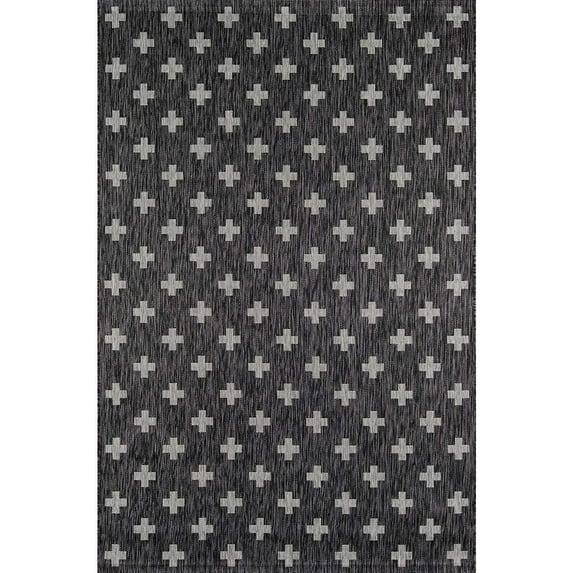 Umbria Striped Charcoal Indoor / Outdoor Area Rug
