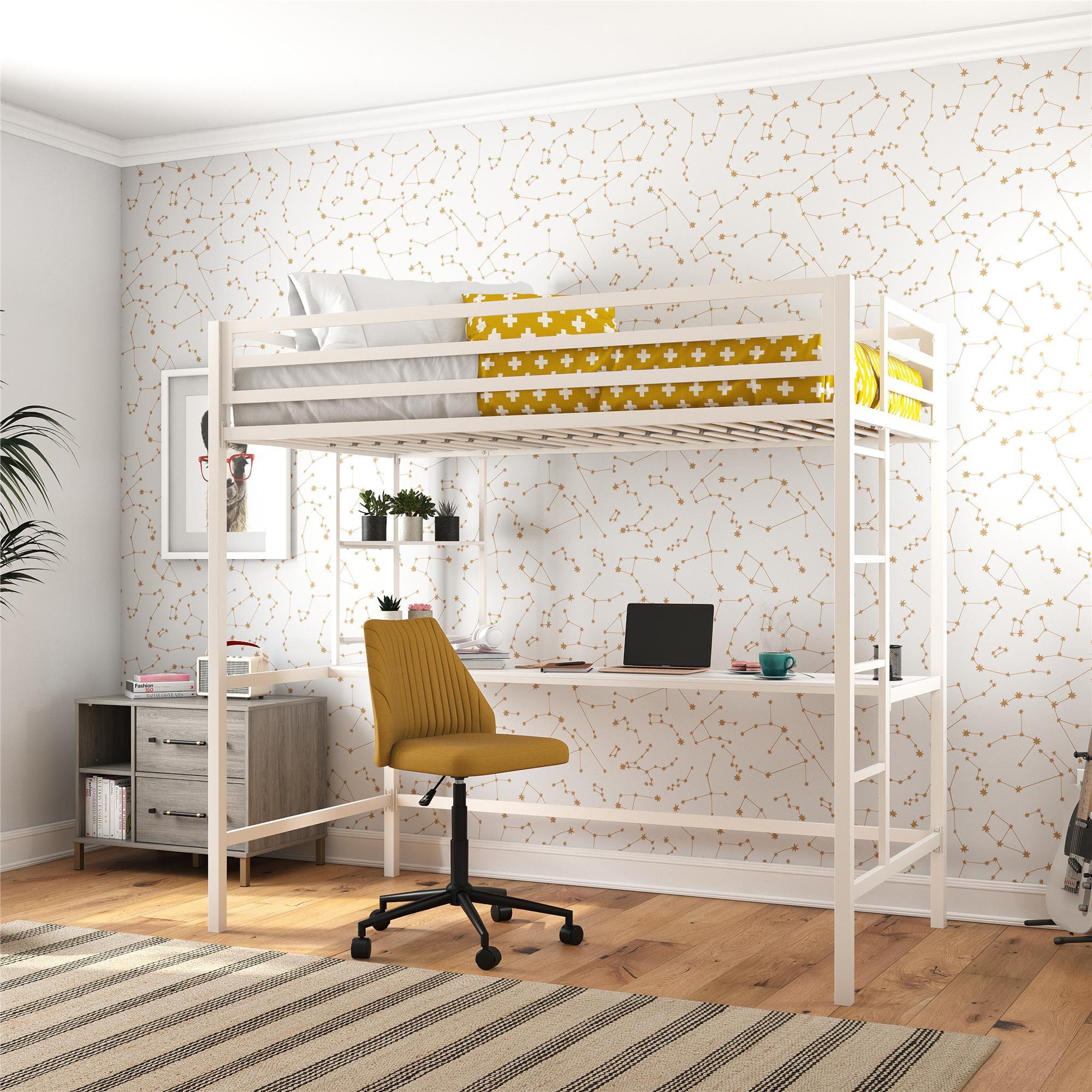 Maxwell Metal Loft Bed with Built-in-Desk by Novogratz