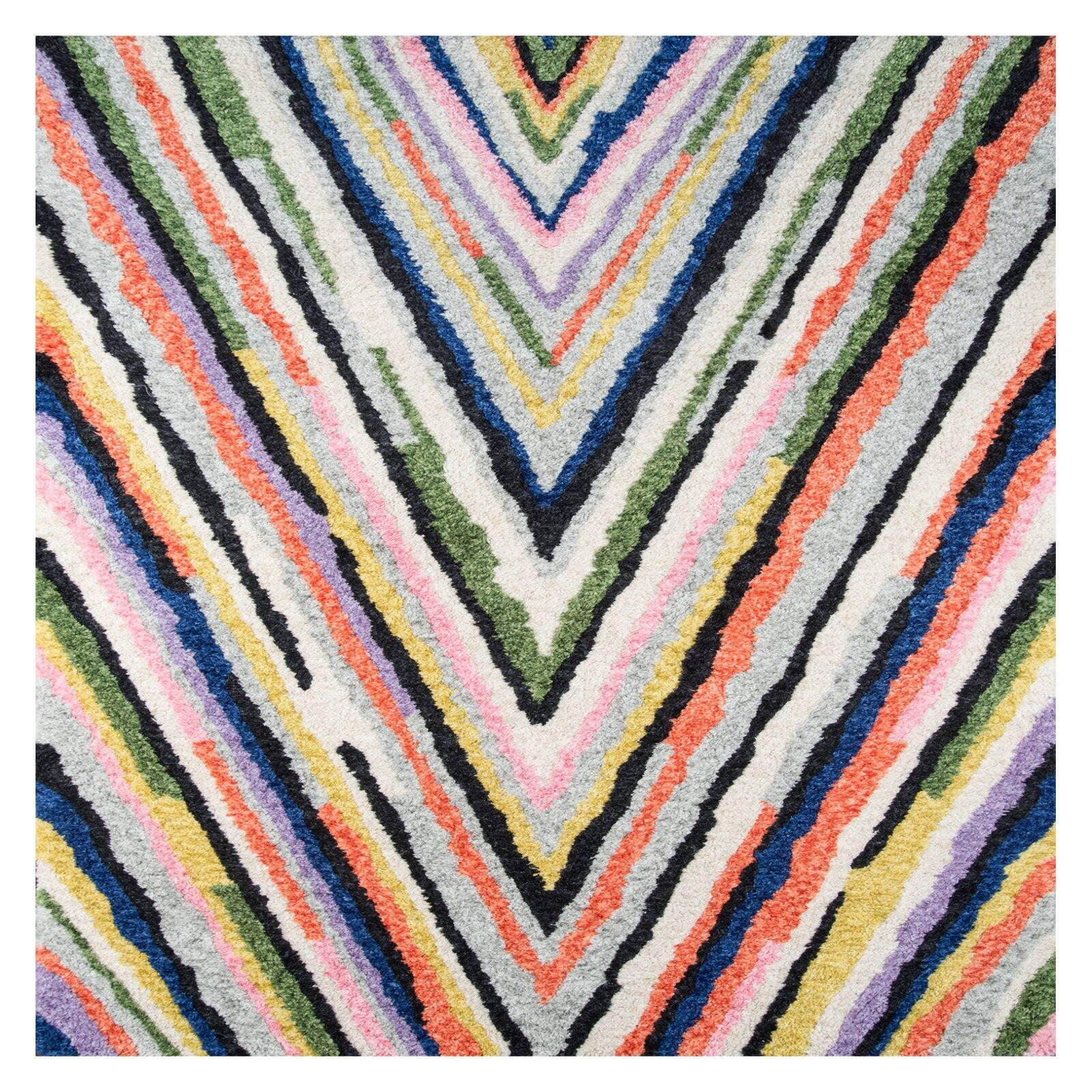 Multicolor Geometric Tufted Runner Rug 2'3" x 8' Synthetic