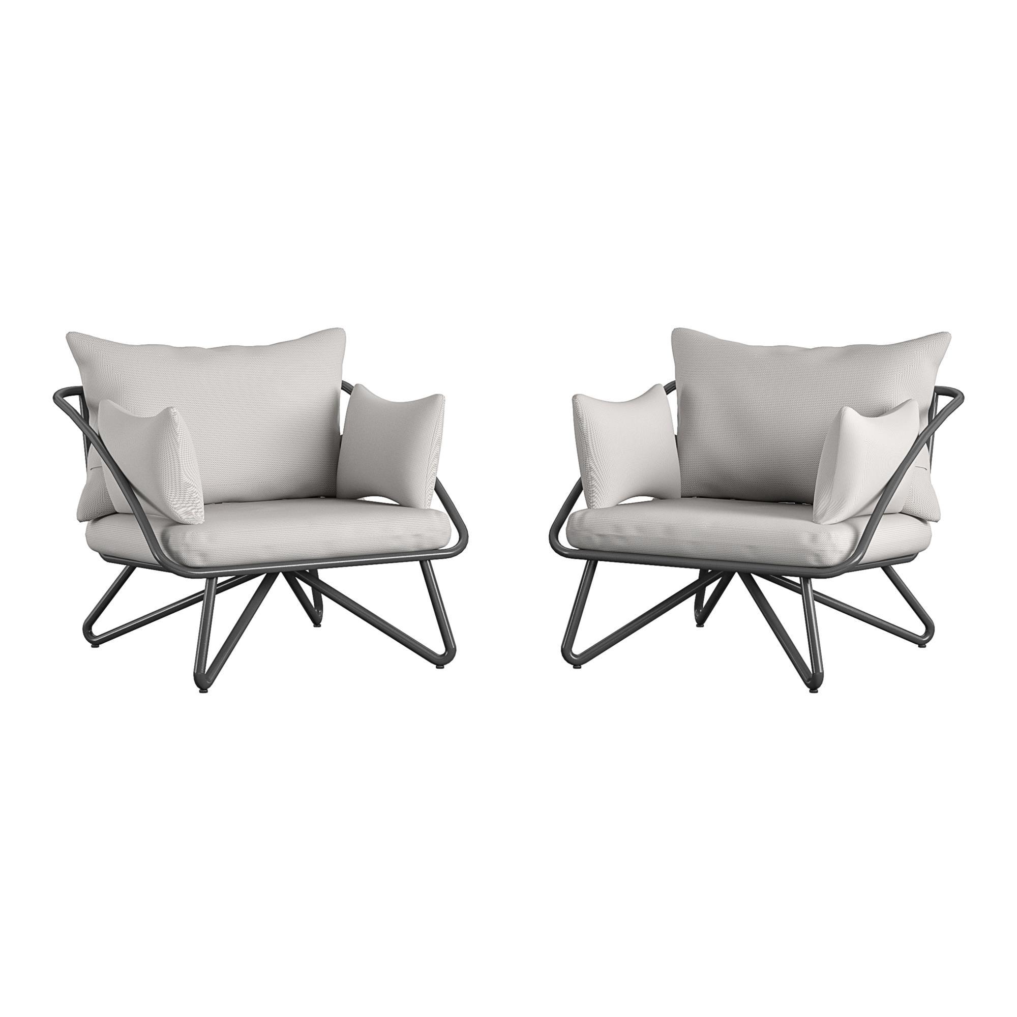 Teddi 2pc Outdoor Lounge Chairs Charcoal - Novogratz