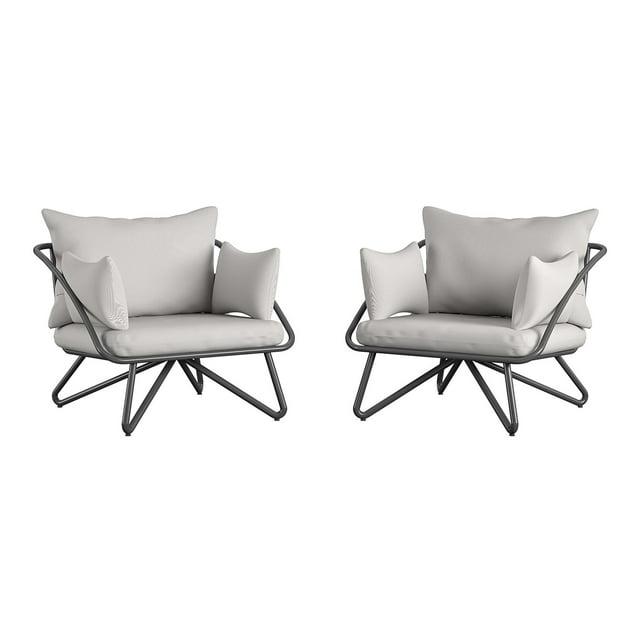 Teddi 2pc Outdoor Lounge Chairs Charcoal - Novogratz: Weather-Resistant Patio Furniture, Steel Frame