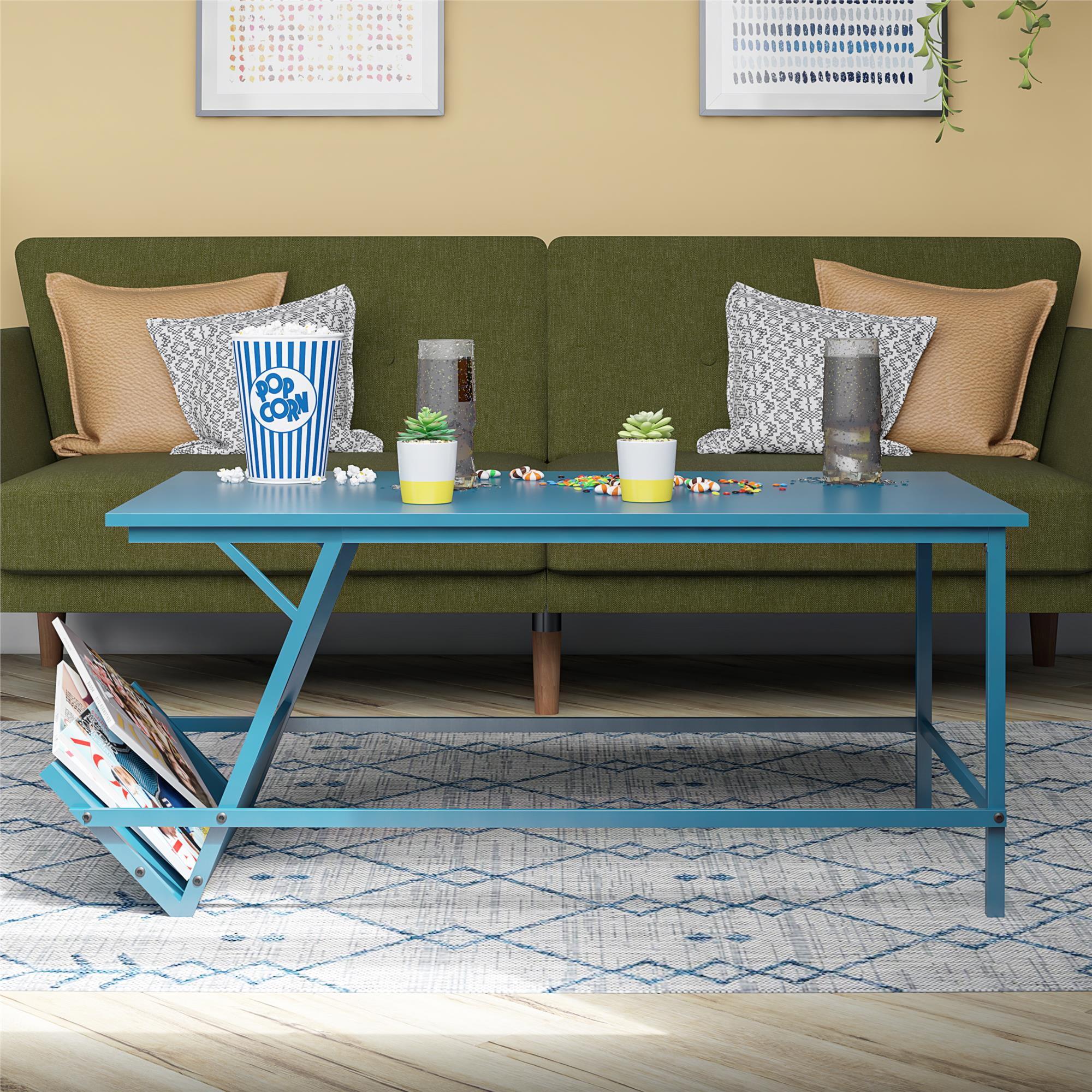 Bright Blue Mid-Century Modern Laminated Particleboard Coffee Table