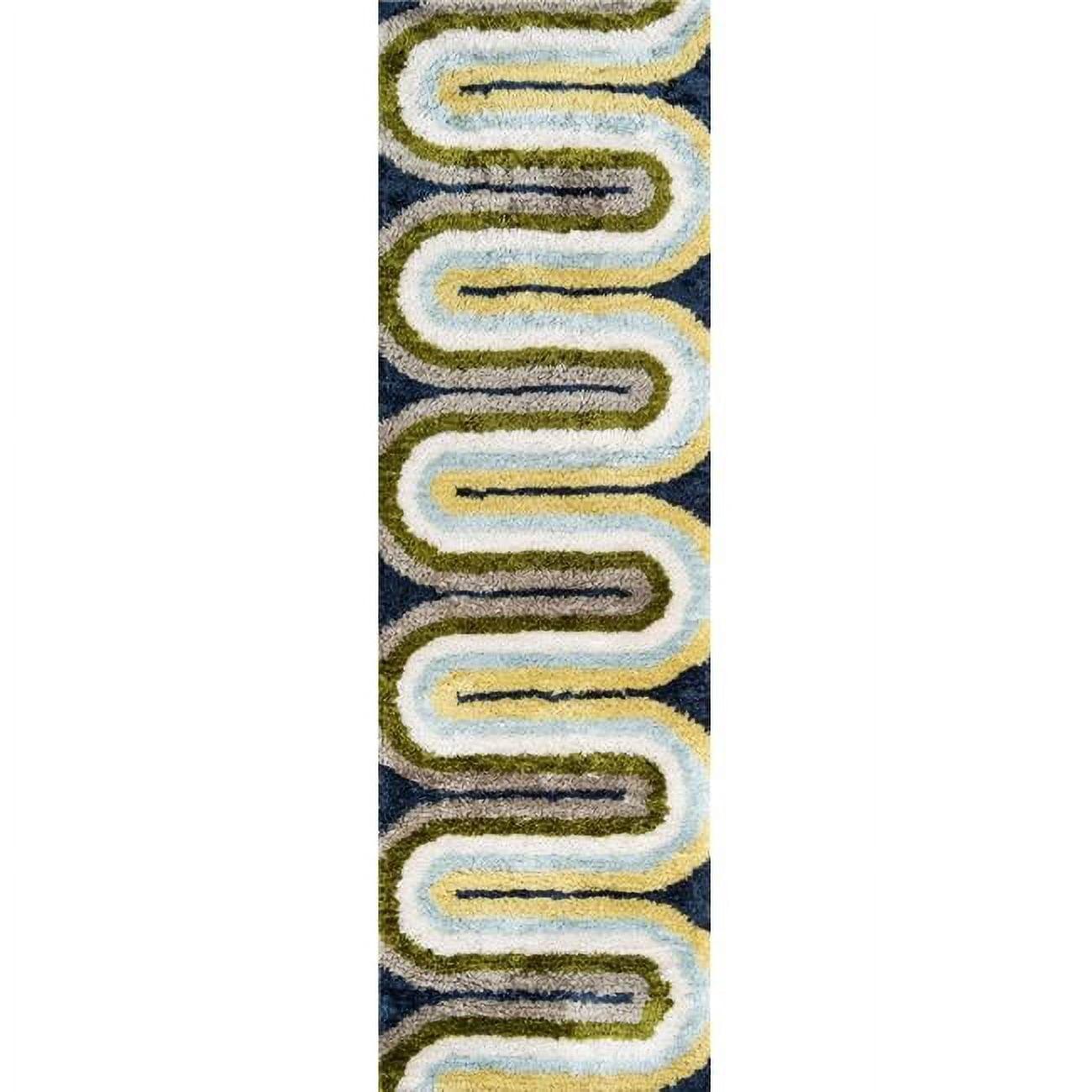 Novogratz Geometric Handmade Area Rug in Green/Yellow/Light Blue
