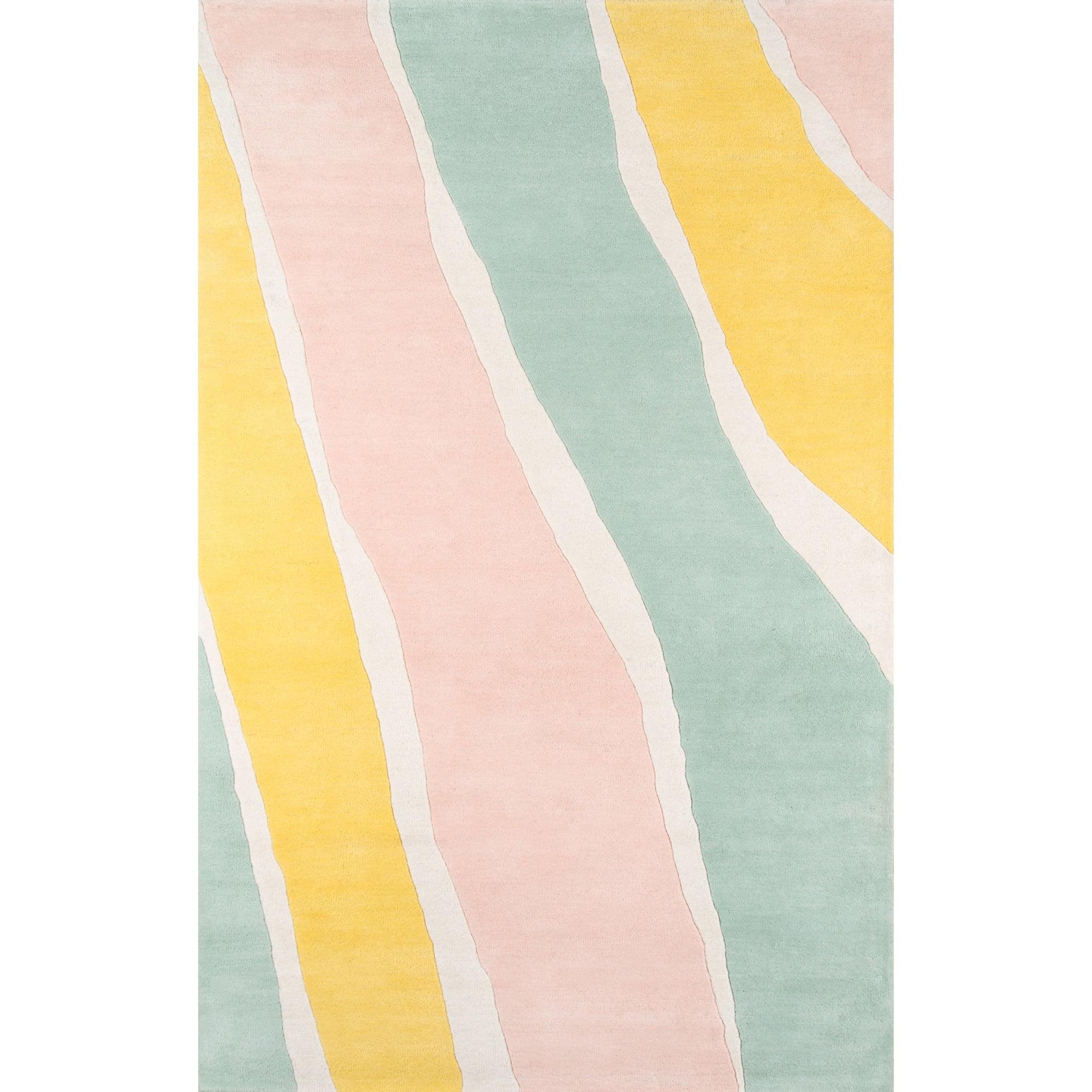 Pastel Stripes Hand-tufted Wool Area Rug 5' x 8'