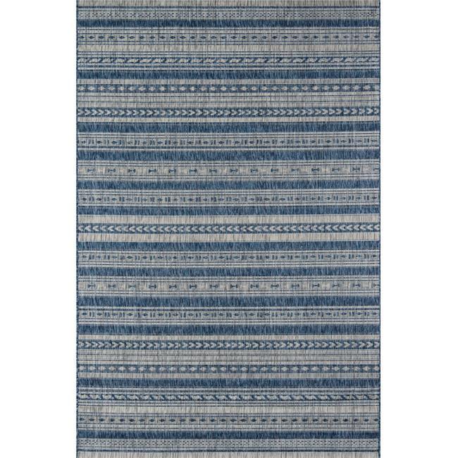 6'7"x9'6" Fair Isle Design Loomed Area Rug Blue - Novogratz By Momeni: Indoor Outdoor, Low Pile, Machine Made