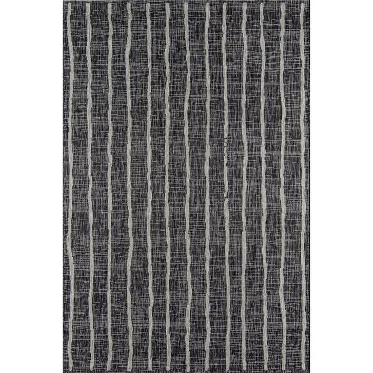 Charcoal Abstract Braided Edge Synthetic Area Rug 7'10" x 10'10"