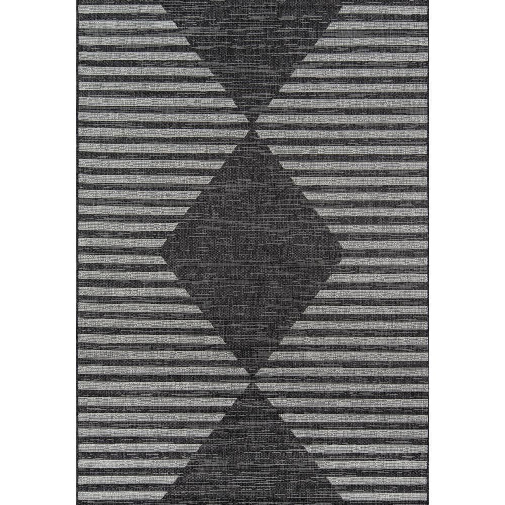 Charcoal Geometric Flat Woven Synthetic Area Rug, 2' x 3'