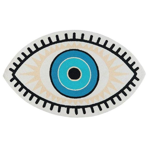 Dakota Fields Novelty Huxton Hand Hooked Polyester Area Rug in Multicolor Blue