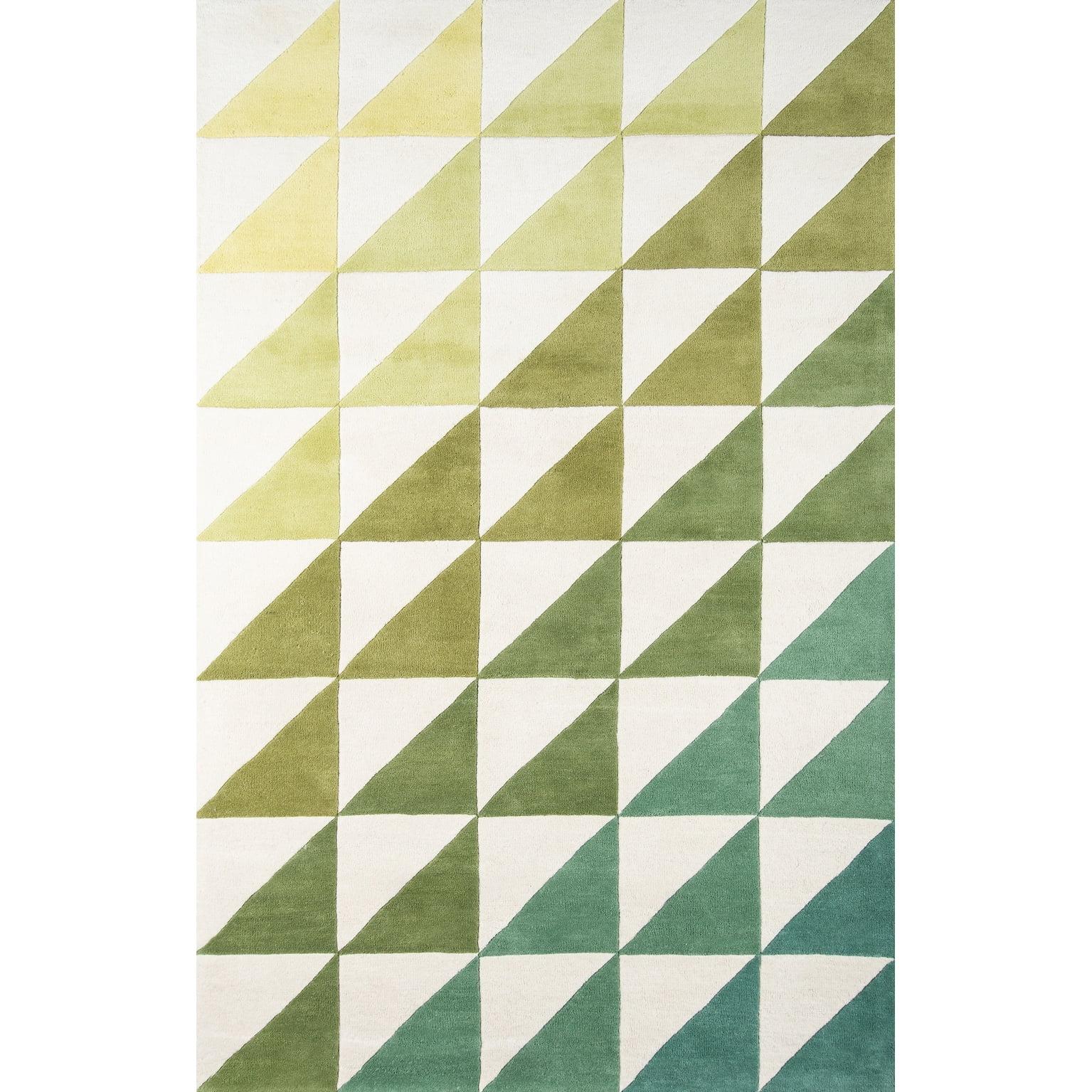 Skyline Decor Novogratz by  Delmar Agatha Hand-tufted Wool Triangle Area Rug Lime 3'6" x 5'6" 4' x 6' Indoor, Handmade Ivory Rectangle