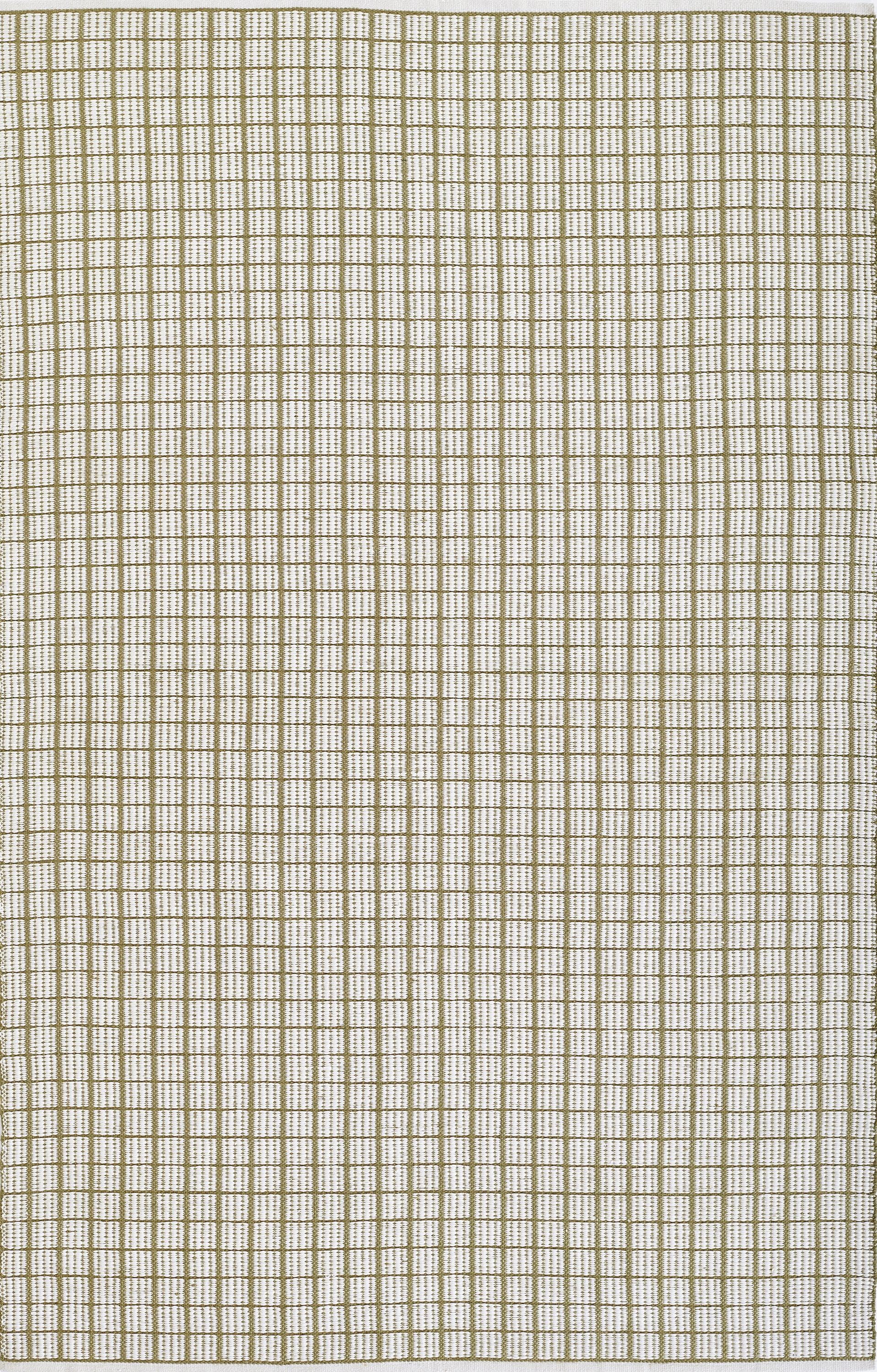 Reversible Geometric Green & Ivory Flat-Woven Rug, 3'6" X 5'6"