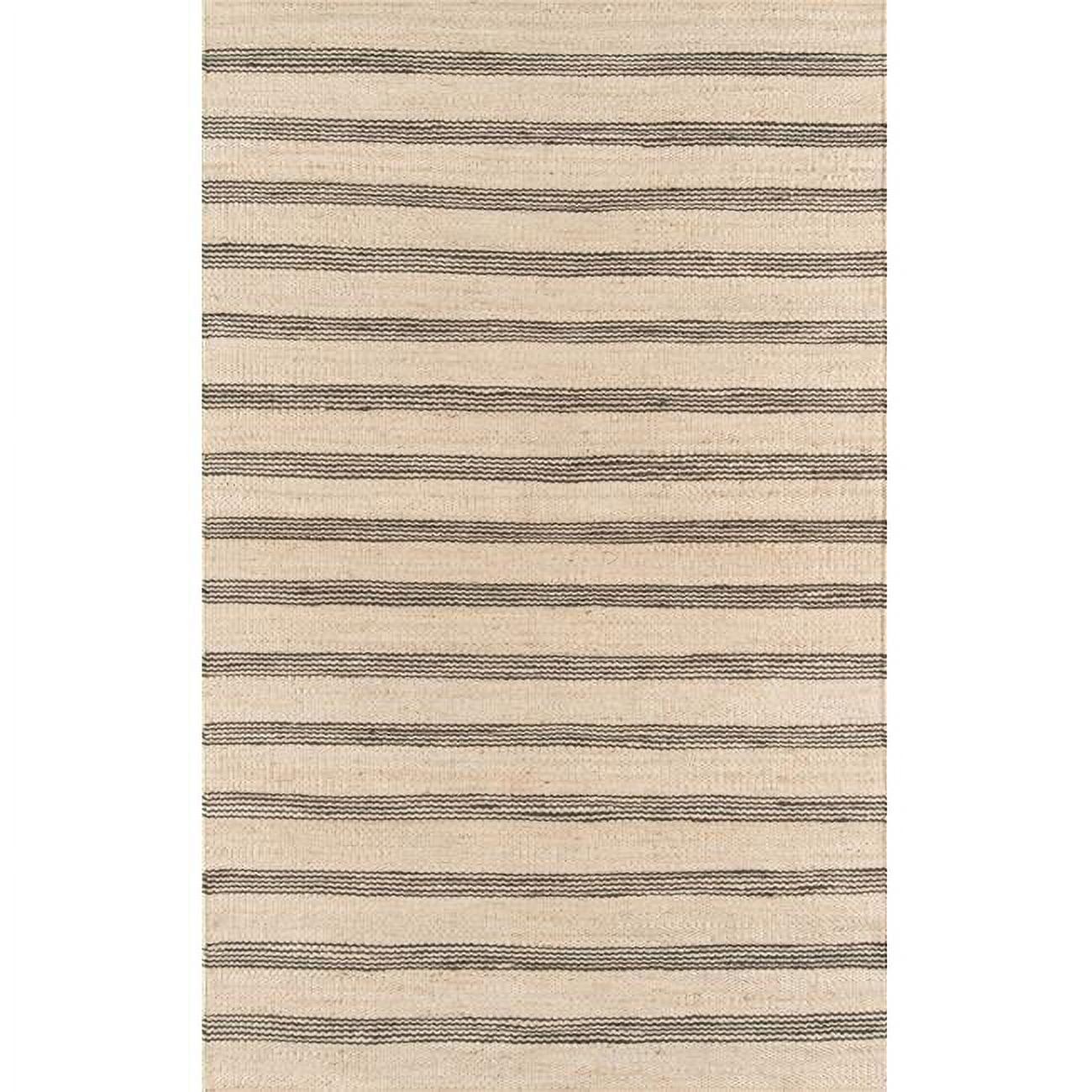 Charcoal Striped Handwoven Jute 5' x 7' Area Rug